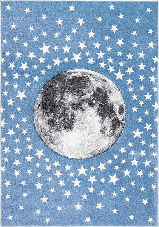 SAFAVIEH Carousel Kids Collection Accent Rug - 2' x 3', Light Blue & Grey, Non-Shedding & Easy Care, Ideal for High Traffic Areas for Boys & Girls in Playroom, Nursery, Bedroom (CRK135L)