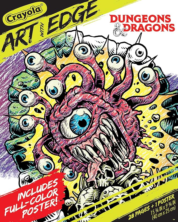 Crayola Art with Edge Dungeons & Dragons Coloring Pages (28pgs), Adult Coloring, DND, Full Poster Included, Gift for Teens