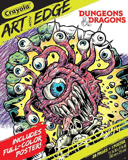 Crayola Art with Edge Dungeons & Dragons Coloring Pages (28pgs), Adult Coloring, DND, Full Poster Included, Gift for Teens