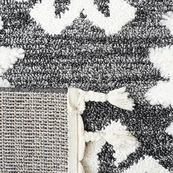 Safavieh Moroccan Tassel Shag Collection Runner Rug - 2'3" x 6', Grey & Ivory, Moroccan Design, Ideal for High Traffic Areas in Entryway, Kitchen & Bathroom (MTS652H-26)