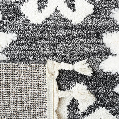 Safavieh Moroccan Tassel Shag Collection Runner Rug - 2'3" x 6', Grey & Ivory, Moroccan Design, Ideal for High Traffic Areas in Entryway, Kitchen & Bathroom (MTS652H-26)