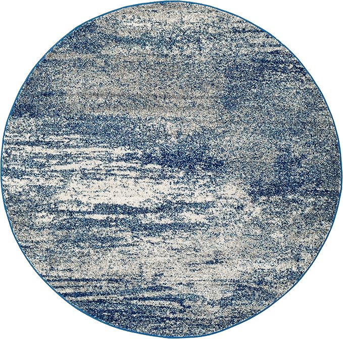 SAFAVIEH Evoke Collection 11' Round Navy/Ivory EVK272A Modern Abstract Non-Shedding Dining Room Entryway Foyer Living Room Bedroom Area Rug