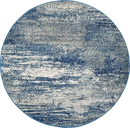 SAFAVIEH Evoke Collection 11' Round Navy/Ivory EVK272A Modern Abstract Non-Shedding Dining Room Entryway Foyer Living Room Bedroom Area Rug