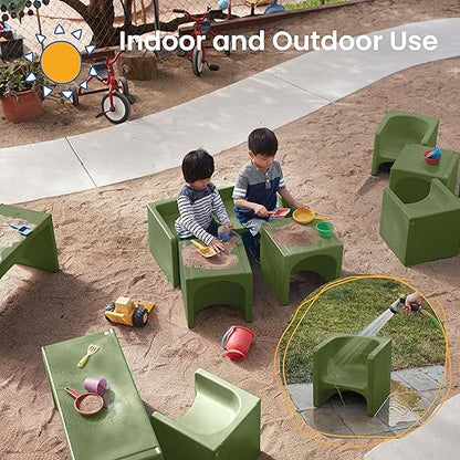 ECR4Kids Tri-Me 3-In-1 Cube Chair, Kids Furniture, Hunter Green