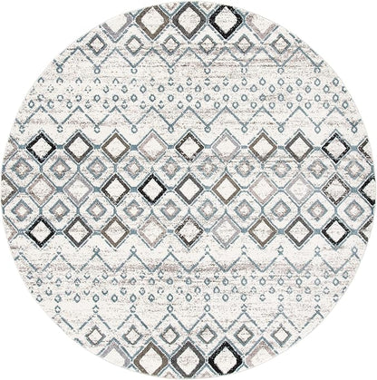SAFAVIEH Amsterdam Collection 11' Round Ivory/Grey AMS108A Moroccan Boho Non-Shedding Dining Room Entryway Foyer Living Room Bedroom Area Rug