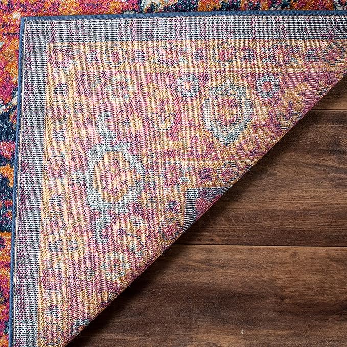 SAFAVIEH Evoke Collection 2'2" x 7' Fuchsia / Orange EVK275S Oriental Medallion Distressed Non-Shedding Living Room Entryway Foyer Hallway Bedroom Runner Rug