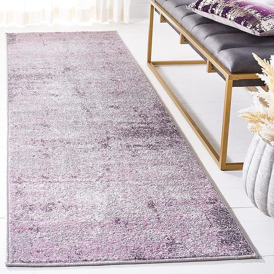 SAFAVIEH Adirondack Collection Runner Rug - 2'6" x 6', Light Grey & Purple, Modern Abstract Design, Non-Shedding & Easy Care, Ideal for High Traffic Areas in Living Room, Bedroom (ADR130M)