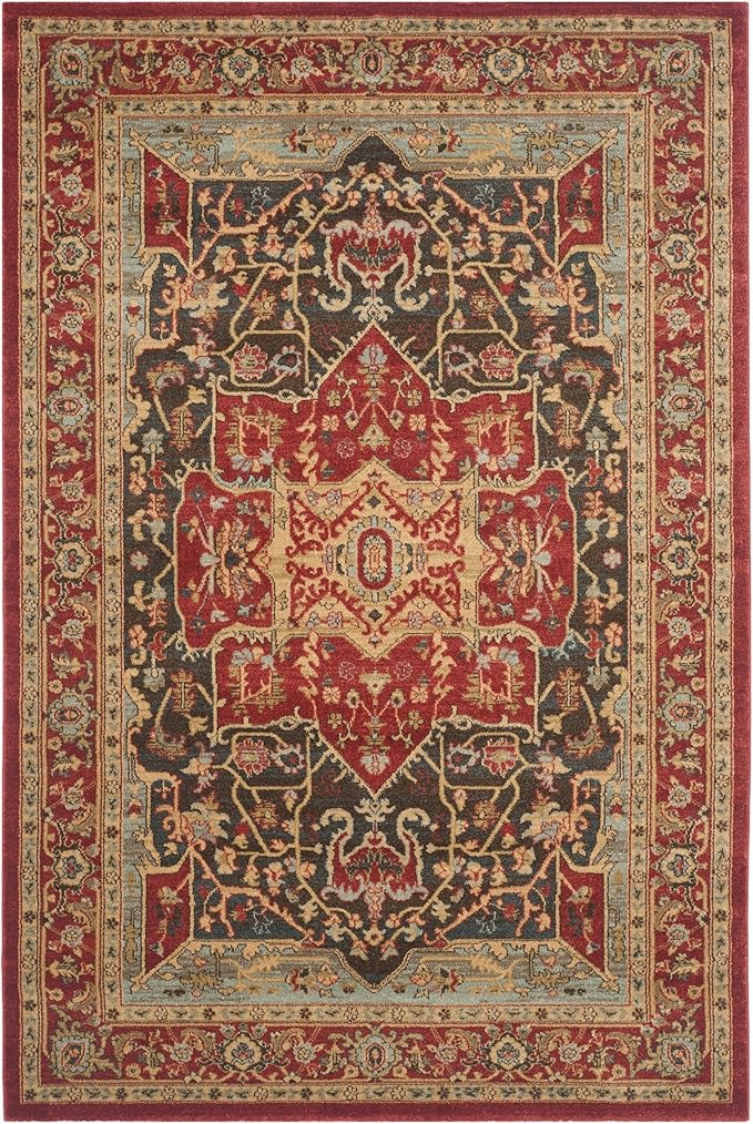 SAFAVIEH Mahal Collection Area Rug - 6'7" x 9'2", Red & Red, Traditional Oriental Design, Non-Shedding & Easy Care, Ideal for High Traffic Areas in Living Room, Bedroom (MAH625D)