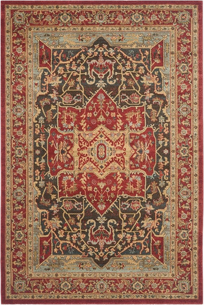 SAFAVIEH Mahal Collection Area Rug - 5'1" x 7'7", Red & Red, Traditional Oriental Design, Non-Shedding & Easy Care, Ideal for High Traffic Areas in Living Room, Bedroom (MAH625D)