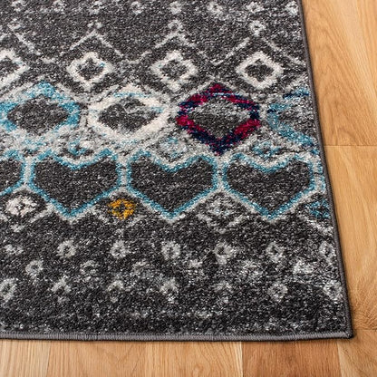 SAFAVIEH Amsterdam Collection Accent Rug - 4' x 6', Dark Grey & Ivory, Moroccan Boho Design, Non-Shedding & Easy Care, Ideal for High Traffic Areas in Entryway, Living Room, Bedroom (AMS108H)