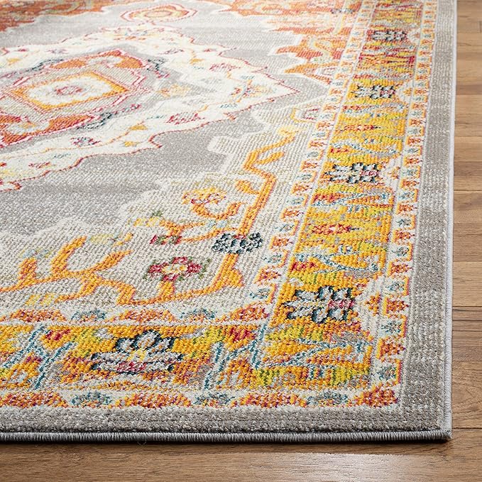 SAFAVIEH Phoenix Collection Runner Rug - 2'3" x 8', Orange & Grey, Boho Chic Oriental Medallion Design, Non-Shedding & Easy Care, Ideal for High Traffic Areas in Living Room, Bedroom (PHX158T)