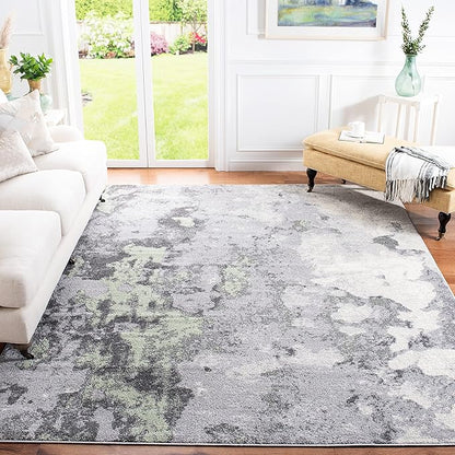 SAFAVIEH Adirondack Collection Area Rug - 8' x 10', Green & Grey, Modern Abstract Design, Non-Shedding & Easy Care, Ideal for High Traffic Areas in Living Room, Bedroom (ADR134F)
