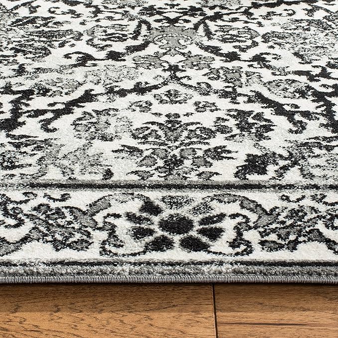 SAFAVIEH Evoke Collection 2'2" x 11' Ivory/Grey EVK242D Non-Shedding Living Room Bedroom Runner Rug