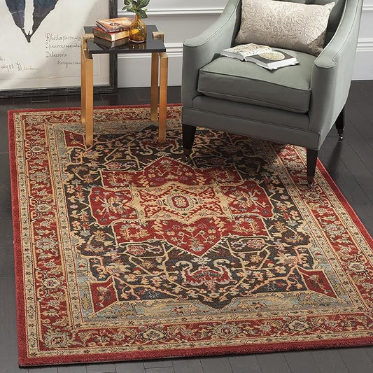 SAFAVIEH Mahal Collection Area Rug - 5'1" x 7'7", Red & Red, Traditional Oriental Design, Non-Shedding & Easy Care, Ideal for High Traffic Areas in Living Room, Bedroom (MAH625D)