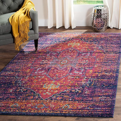 SAFAVIEH Evoke Collection Area Rug - 9' x 12', Grey & Grey, Oriental Medallion Distressed Design, Non-Shedding & Easy Care, Ideal for High Traffic Areas in Living Room, Bedroom (EVK275H)