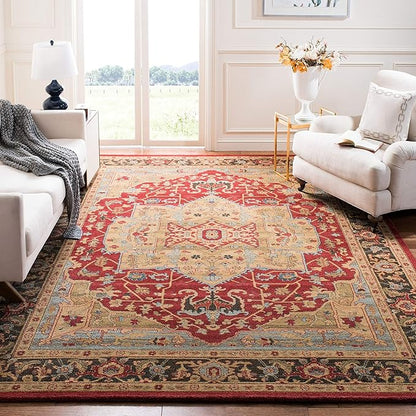 SAFAVIEH Mahal Collection Accent Rug - 3' x 5', Natural & Navy, Traditional Oriental Design, Non-Shedding & Easy Care, Ideal for High Traffic Areas in Entryway, Living Room, Bedroom (MAH625B)