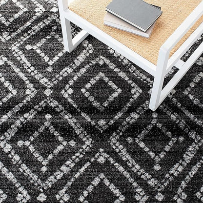 SAFAVIEH Adirondack Collection Runner Rug - 2'6" x 12', Black & Ivory, Modern Diamond Distressed Design, Non-Shedding & Easy Care, Ideal for High Traffic Areas in Living Room, Bedroom (ADR131A)