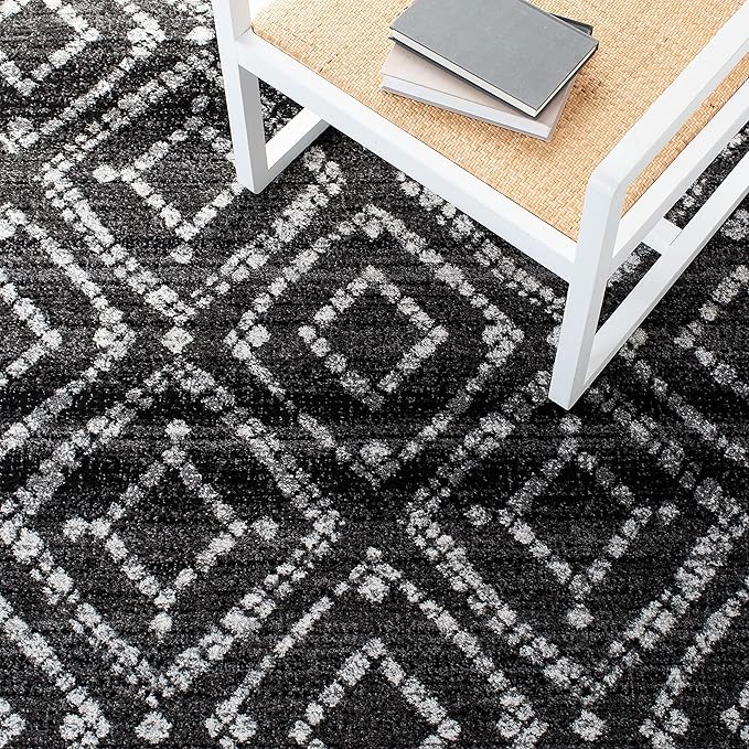 SAFAVIEH Adirondack Collection Runner Rug - 2'6" x 10', Black & Ivory, Modern Diamond Distressed Design, Non-Shedding & Easy Care, Ideal for High Traffic Areas in Living Room, Bedroom (ADR131A)