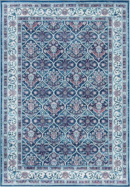 SAFAVIEH Brentwood Collection 6' x 9' Navy / Red BNT870N Oriental Damask Trellis Non-Shedding Living Room Bedroom Dining Home Office Area Rug