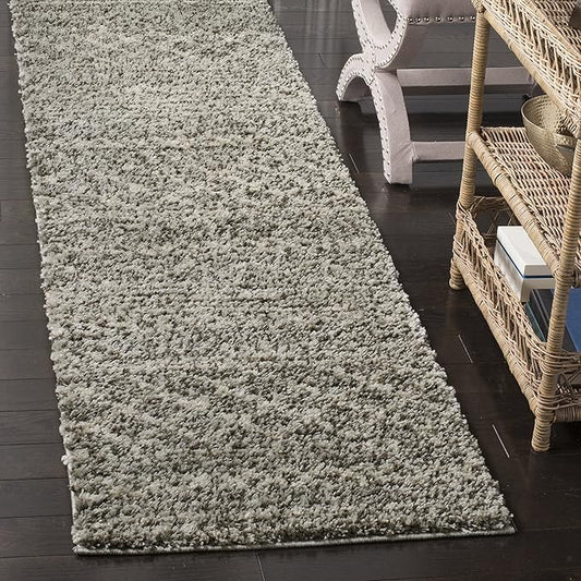 SAFAVIEH Arizona Shag Collection Runner Rug - 2'3" x 10', Brown & Ivory, Moroccan Design, Non-Shedding & Easy Care, 1.6-inch Thick Ideal for High Traffic Areas in Living Room, Bedroom (ASG741B)