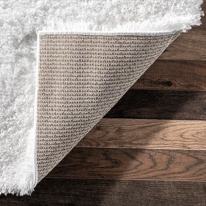 nuLOOM Gynel Solid 2x8 Runner Shag Rug for Living Room Bedroom Dining Room Nursery Entryway Hallway, Snow White