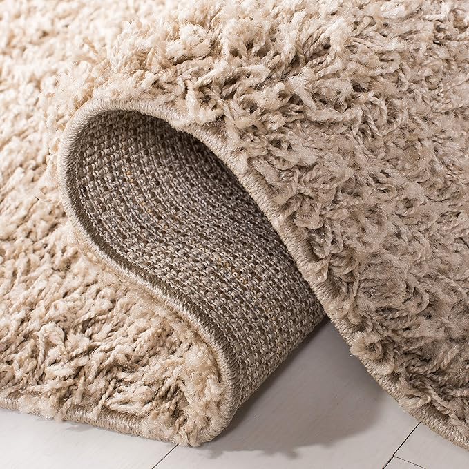 SAFAVIEH Athens Shag Collection Runner Rug - 2'3" x 8', Beige, Non-Shedding & Easy Care, 1.5-inch Thick Ideal for High Traffic Areas in Living Room, Bedroom (SGAS119G)