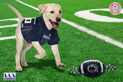 Pets First NCAA Penn State Nittany Lions Football Dog Toy, Tough Quality Nylon Materials, Strong Pull Ropes, Inner Squeaker, Collegiate Team Color