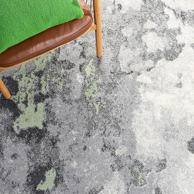 SAFAVIEH Adirondack Collection Area Rug - 9' x 12', Green & Grey, Modern Abstract Design, Non-Shedding & Easy Care, Ideal for High Traffic Areas in Living Room, Bedroom (ADR134F)