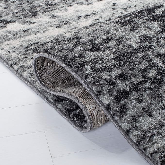 SAFAVIEH Evoke Collection 2'2" x 7' Ivory/Dark Grey EVK272G Modern Abstract Non-Shedding Entryway Foyer Living Room Bedroom Kitchen Runner Rug