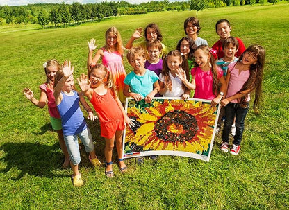 Huge Mosaic Puzzle Poster Kits | Group Project | No Mess Paint by Sticker | Stay at Home Activity | Classroom | One Sticker at a Time! | Large Sunflower | Learning Fun | 40” X 36” Giant Poster