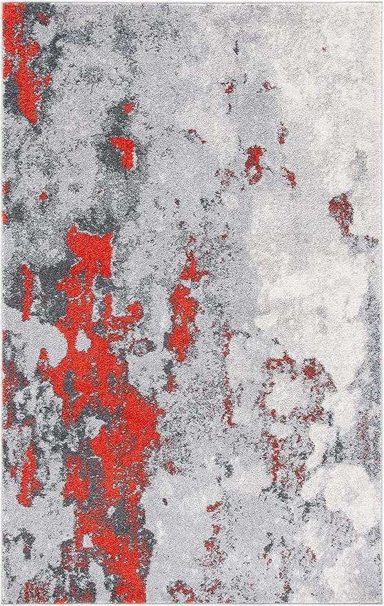 SAFAVIEH Adirondack Collection Accent Rug - 4' x 6', Orange & Grey, Modern Abstract Design, Non-Shedding & Easy Care, Ideal for High Traffic Areas in Entryway, Living Room, Bedroom (ADR134P)