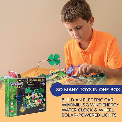 Snap Circuits Green Energy Electronics Exploration Kit | Over 125 Exciting STEM Projects | Full Color Project Manual | 45+ Snap Circuits Parts | STEM Educational Toys for Kids 8+