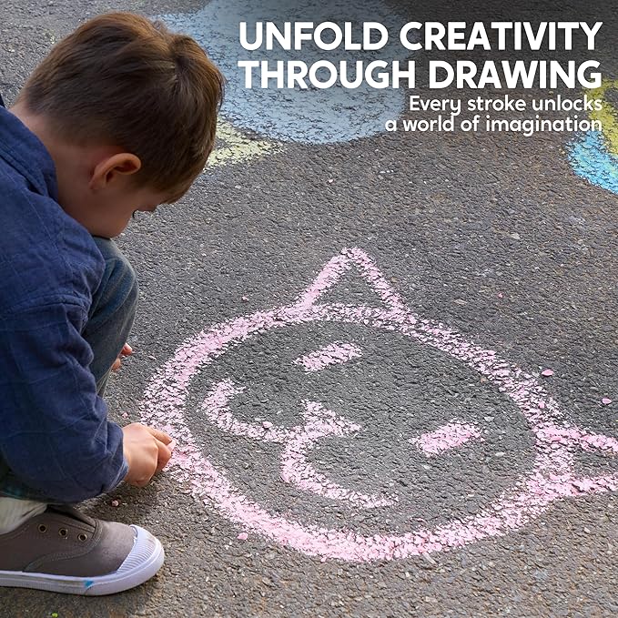 JOYIN 20 PCS Washable Sidewalk Chalks Set in 20 Colors, Non-Toxic Jumbo Colored Chalk for Kids, Painting for Outdoor Games, School Supplies, Painting on Chalkboard