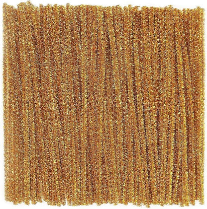 Caydo 200 Pieces Glitter Golden Pipe Cleaners, Thick Fluffy Chenille Stems, Pipe Cleaner Crafts for Arts & Crafts, Perfect for Making Animals, Flowers, and Mother's Day Decorations