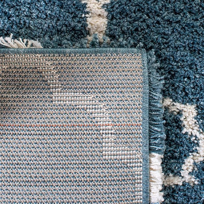 SAFAVIEH Hudson Shag Collection Runner Rug - 2'3" x 10', Slate Blue & Ivory, Trellis Design, Non-Shedding & Easy Care, 2-inch Thick Ideal for High Traffic Areas in Living Room, Bedroom (SGH282L)