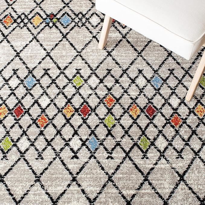 SAFAVIEH Amsterdam Collection Runner Rug - 2'3" x 8', Beige & Blue, Moroccan Boho Design, Non-Shedding & Easy Care, Ideal for High Traffic Areas in Living Room, Bedroom (AMS115B)