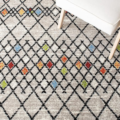 SAFAVIEH Amsterdam Collection Runner Rug - 2'3" x 8', Beige & Blue, Moroccan Boho Design, Non-Shedding & Easy Care, Ideal for High Traffic Areas in Living Room, Bedroom (AMS115B)