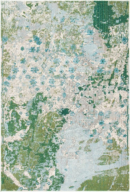 SAFAVIEH Madison Collection Area Rug - 5'3" x 7'6", Green & Blue, Modern Abstract Design, Non-Shedding & Easy Care, Ideal for High Traffic Areas in Living Room, Bedroom (MAD499X)