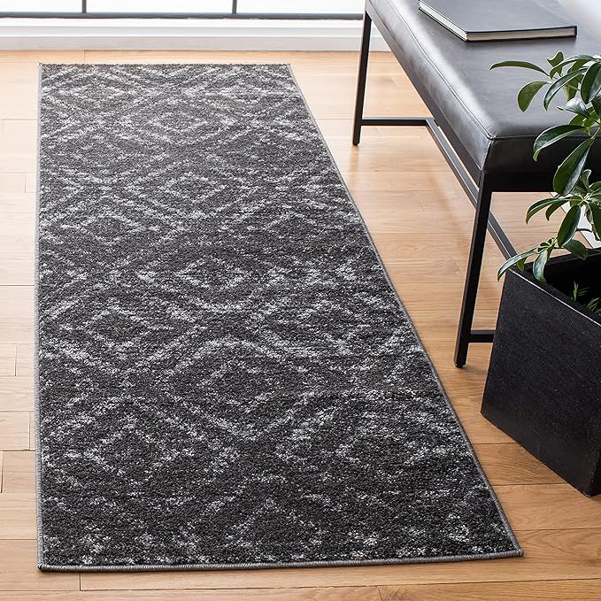 SAFAVIEH Adirondack Collection Runner Rug - 2'6" x 8', Dark Grey & Grey, Modern Diamond Distressed Design, Non-Shedding & Easy Care, Ideal for High Traffic Areas in Living Room, Bedroom (ADR131F)