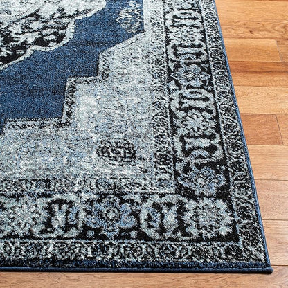 SAFAVIEH Vintage Hamadan Collection Runner Rug - 2'3" x 12', Blue & Grey, Oriental Traditional Persian Design, Non-Shedding & Easy Care, Ideal for High Traffic Areas in Living Room, Bedroom (VTH219M)