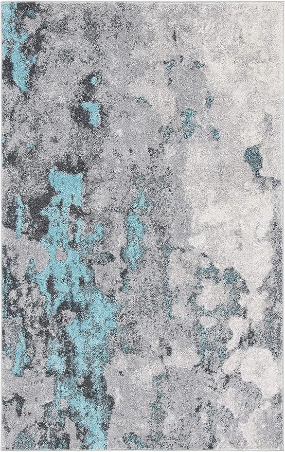 SAFAVIEH Adirondack Collection Accent Rug - 3' x 5', Turquoise & Grey, Modern Abstract Design, Non-Shedding & Easy Care, Ideal for High Traffic Areas in Entryway, Living Room, Bedroom (ADR134K)