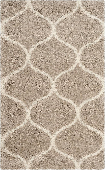 SAFAVIEH Hudson Shag Collection Accent Rug - 3' x 5', Beige & Ivory, Trellis Design, Non-Shedding & Easy Care, 2-inch Thick Ideal for High Traffic Areas in Entryway, Living Room, Bedroom (SGH280S)