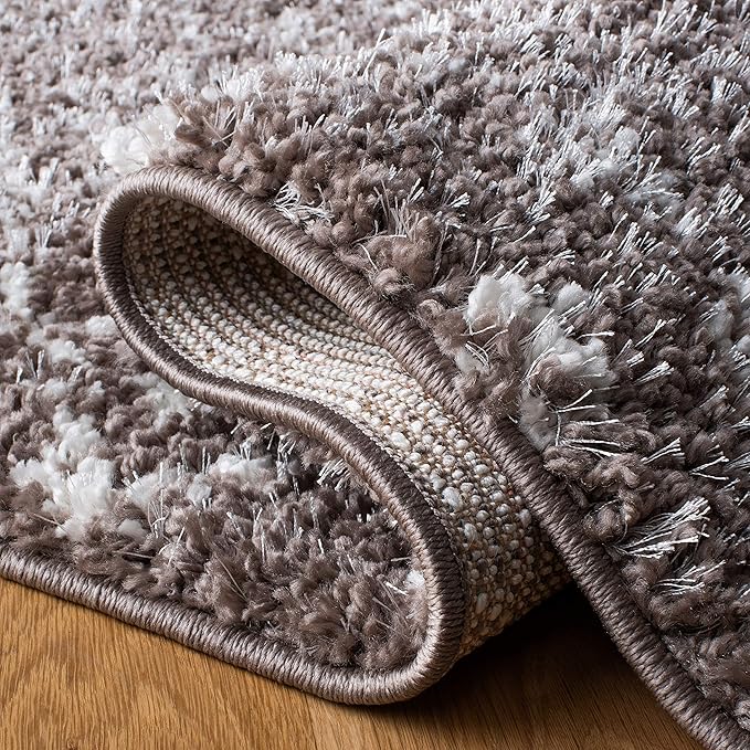 SAFAVIEH Berber Fringe Shag Collection 2'2" x 8' Brown / Ivory BFG516T Moroccan Non-Shedding Living Room Bedroom Dining Room Entryway Plush 1.2-inch Thick Runner Rug