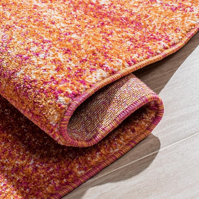 SAFAVIEH Evoke Collection 2'2" x 9' Ivory / Orange EVK272P Modern Abstract Non-Shedding Living Room Entryway Foyer Hallway Bedroom Runner Rug