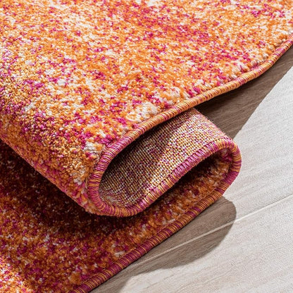 SAFAVIEH Evoke Collection 5'1" x 7'6" Ivory / Orange EVK272P Modern Abstract Non-Shedding Living Room Bedroom Area Rug