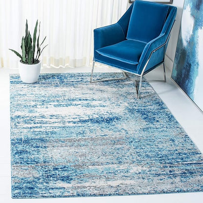 SAFAVIEH Evoke Collection 3' x 5' Light Blue/Grey EVK272M Modern Abstract Non-Shedding Living Room Bedroom Entryway Accent Rug