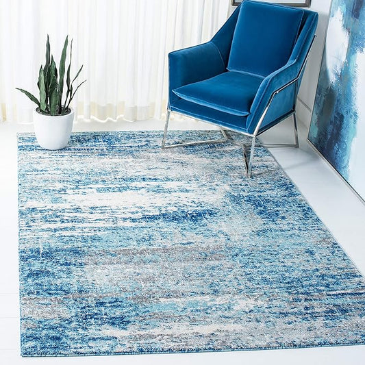 SAFAVIEH Evoke Collection 3' x 5' Light Blue/Grey EVK272M Modern Abstract Non-Shedding Living Room Bedroom Entryway Accent Rug