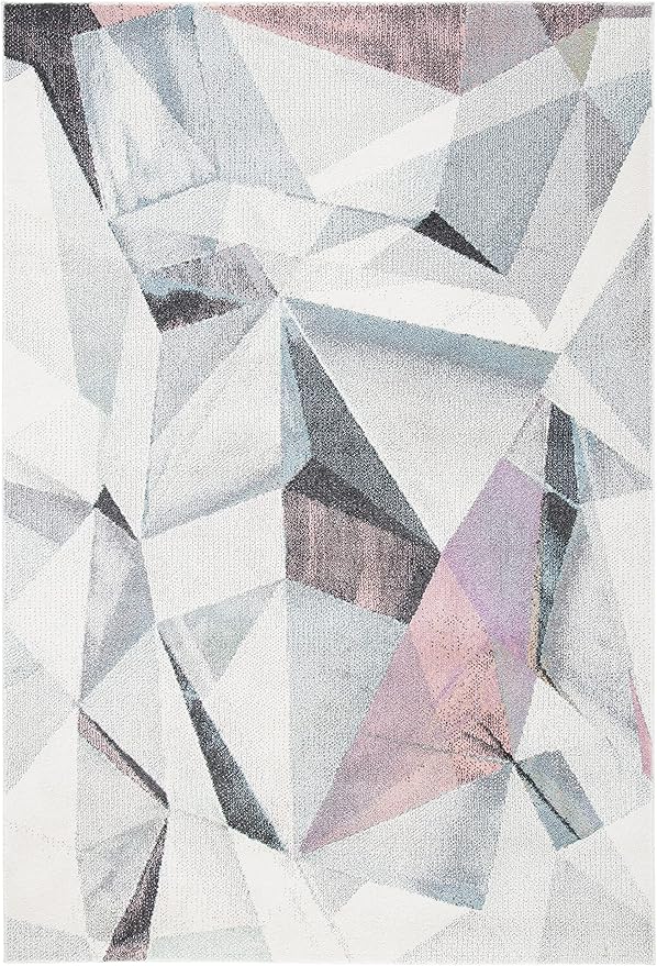 SAFAVIEH Porcello Collection Accent Rug - 2'7" x 5', Ivory & Pink, Modern Abstract Design, Non-Shedding & Easy Care, Ideal for High Traffic Areas in Entryway, Living Room, Bedroom (PRL6940A)