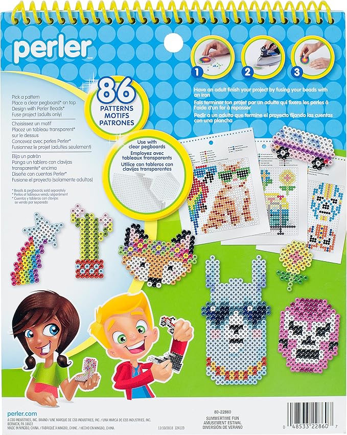 Perler Instruction Pad for Fuse Beads, 86 Patterns, Summertime Fun Piece, Small