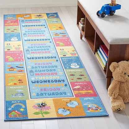 SAFAVIEH Kids Playhouse Collection Runner Rug - 2'2" x 8', Blue & Green, Non-Shedding Machine Washable & Slip Resistant Ideal for High Traffic Areas for Boys & Girls in Playroom, Bedroom (KPH224M)